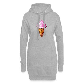 Eiscreme in pink - Hoodie-Kleid - Grau meliert - Vorne