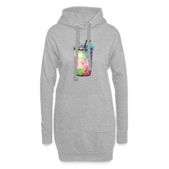 Kunterbunte Cocktail-Vibes im Glas - Hoodie-Kleid - Grau meliert - Vorne