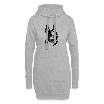 Boston Terrier Kopf - Hoodie-Kleid - Grau meliert - Vorne