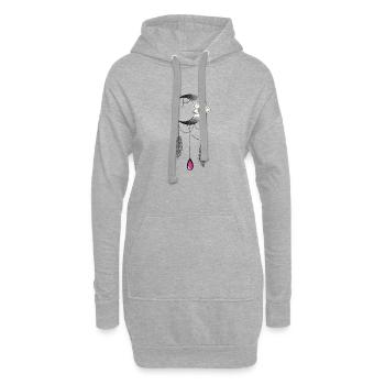 Moon Orchid Feather and Pearl Type Dream Catcher - Hoodie Dress - heather grey - Front