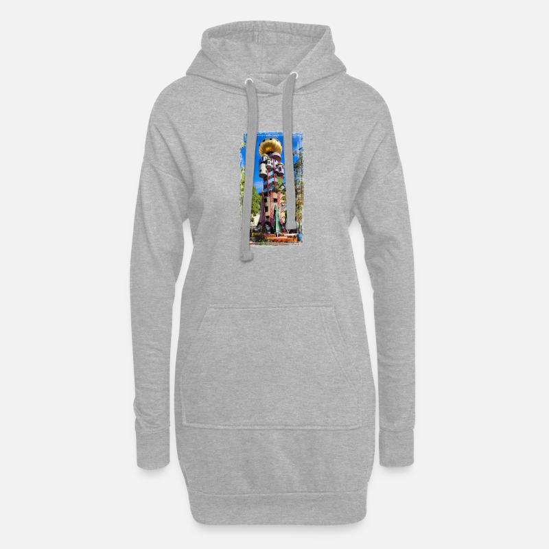 Hundertwasserturm beim Kuchlbauer - Hoodie-Kleid - Grau meliert