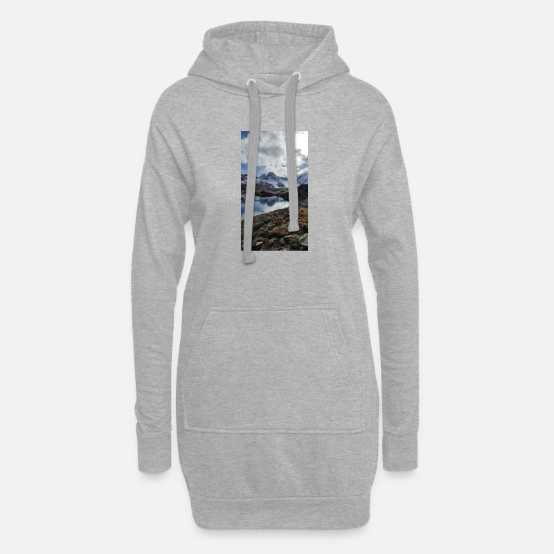 Schneebedeckte Berge - Hoodie-Kleid - Grau meliert