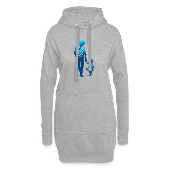 Schlichtes Vater - Tochter Design - Hoodie-Kleid - Grau meliert - Vorne
