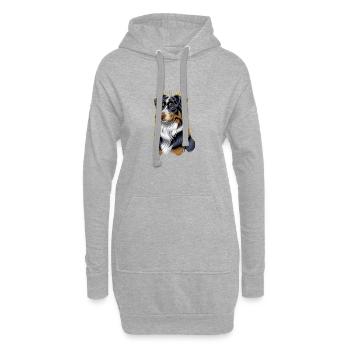 Australischer Schäferhund Porträt Kunstwerk - Hoodie-Kleid - Grau meliert - Vorne