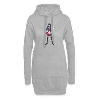 Anime Guitare Fille Waifu Mignon Musicien Kawaii - Sweat-shirt à capuche long Femme - gris chiné - Devant