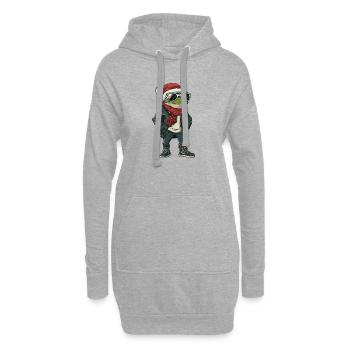 Frosch Weihnachten Winter - Hoodie-Kleid - Grau meliert - Vorne