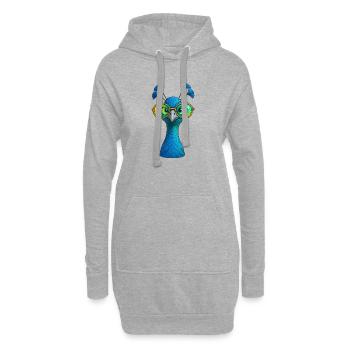 Motif du paon bleu Roue de paon Amoureux du paon - Sweat-shirt à capuche long Femme - gris chiné - Devant