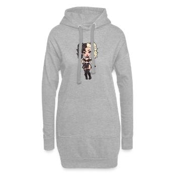 Diva chibi gothique aux cheveux bicolores - Sweat-shirt à capuche long Femme - gris chiné - Devant
