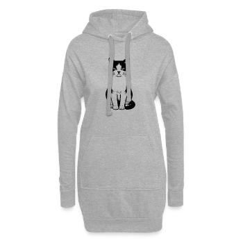 Chat - Sweat-shirt à capuche long Femme - gris chiné - Devant