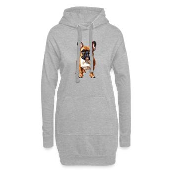 Bouledogue français - Sweat-shirt à capuche long Femme - gris chiné - Devant