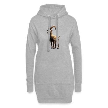 Chèvre Capricorne Bouquetin alpin Chèvres capricornes - Sweat-shirt à capuche long Femme - gris chiné - Devant