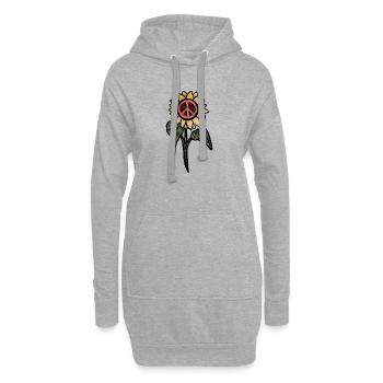 Illustration du signe de paix du tournesol - Sweat-shirt à capuche long Femme - gris chiné - Devant