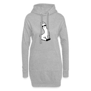 No Drama Lama Cool Sonnenbrille Sitzend Entspannt - Hoodie-Kleid - Grau meliert - Vorne