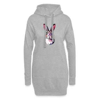 Colorful Rabbit Head Bunny Portrait Pop Art Art - Hoodie Dress - heather grey - Front