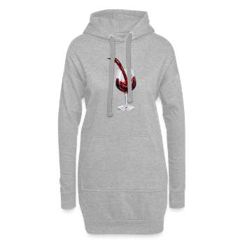 Ruisseau de vin rouge dans le verre - Sweat-shirt à capuche long Femme - gris chiné - Devant