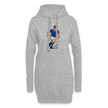 Blue Cartoon Soccer Player in Sprint - Hoodie Dress - heather grey - Front