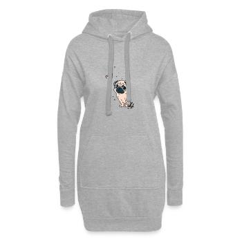 Carlin avec papillon - Sweat-shirt à capuche long Femme - gris chiné - Devant