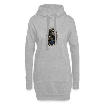 Tattoo Kunst mit blauer Rose - Hoodie-Kleid - Grau meliert - Vorne