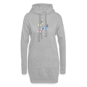 Delicate Lineart Flowers with Pastel - Hoodie Dress - heather grey - Front