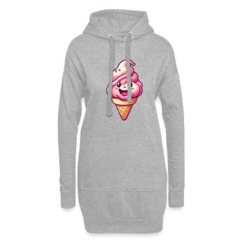Lächelnde Eiskreation - Hoodie-Kleid - Grau meliert - Vorne