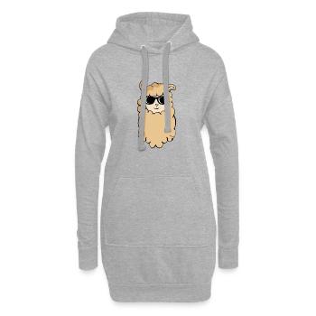 Cooler brauner Alpaka Kopf Design cool Lama Kopf - Hoodie-Kleid - Grau meliert - Vorne