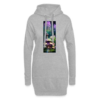 Pilzwald (Pilze im Wald) - Hoodie-Kleid - Grau meliert - Vorne