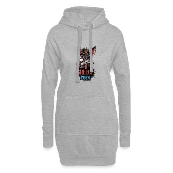 Grèce 2024 Vacances Âne - Sweat-shirt à capuche long Femme - gris chiné - Devant