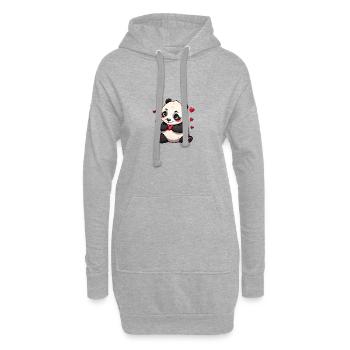 Verschenke diesen süßen Panda zum Valentinstag - Hoodie-Kleid - Grau meliert - Vorne