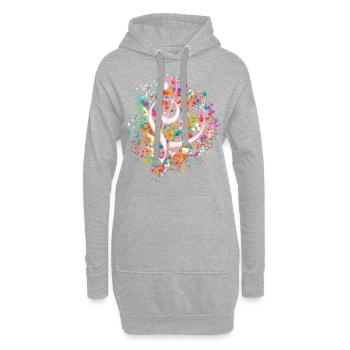 Musique coeur clé de musique danse Fête de la fête - Sweat-shirt à capuche long Femme - gris chiné - Devant