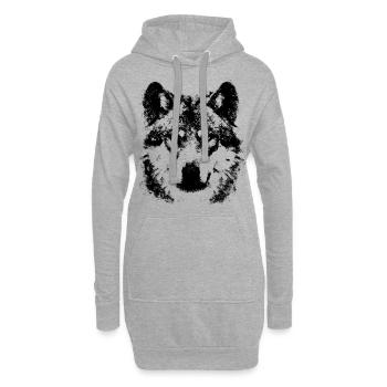 Wolf aus Strichen - Hoodie-Kleid - Grau meliert - Vorne