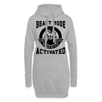 Mode Bête activé 3- Gymnase Fitness Bodybuilder - Sweat-shirt à capuche long Femme - gris chiné - Devant