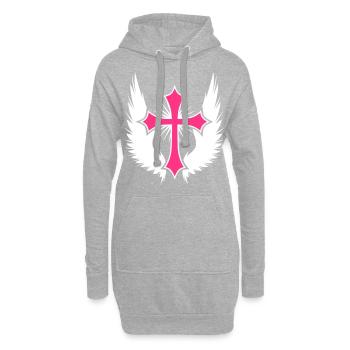 11 Gothic Kreuz Flügel - Hoodie-Kleid - Grau meliert - Vorne