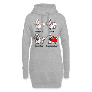 Unschaf Schaf Schafer Superschaf #Schafmania - Hoodie-Kleid - Grau meliert - Vorne