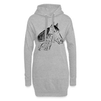 Cheval, chat et chien - Sweat-shirt à capuche long Femme - gris chiné - Devant