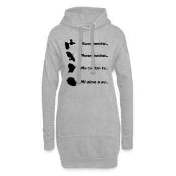 97 je t'aime - Sweat-shirt à capuche long Femme - gris chiné - Devant
