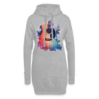 Guitare acoustique Guitare Guitare Acoustic Guitar Musique - Sweat-shirt à capuche long Femme - gris chiné - Devant