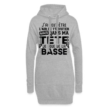 Basse Bassiste Guitare Guitariste Musique Musicien - Sweat-shirt à capuche long Femme - gris chiné - Devant
