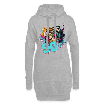 90s 90er Jahre Musik Ghettoblaster Kopfhörer Party - Hoodie-Kleid - Grau meliert - Vorne