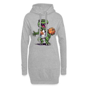 Basketball Dinosaure T-Rex Player Sports Cartoon - Sweat-shirt à capuche long Femme - gris chiné - Devant