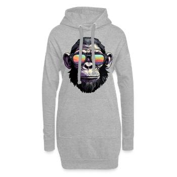 Schimpanse mit Sonnenbrille - Hoodie-Kleid - Grau meliert - Vorne