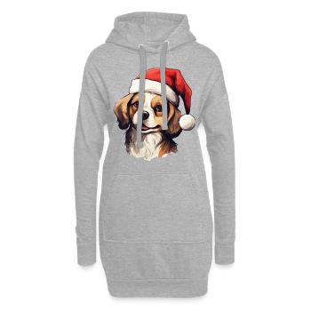 Chien Noël Père Noël chapeau joyeux dogmes laide - Sweat-shirt à capuche long Femme - gris chiné - Devant