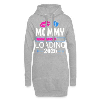 Mommy Loading Annonce de grossesse 2026 - Sweat-shirt à capuche long Femme - gris chiné - Devant