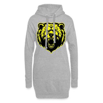 Tête de grizzli - Sweat-shirt à capuche long Femme - gris chiné - Devant