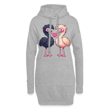 Autruche Couple Amour Couple Amoureux - Sweat-shirt à capuche long Femme - gris chiné - Devant