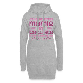 Zwei Titel Oma Radsportlerin | Oma | Fahrrad - Hoodie-Kleid - Grau meliert - Vorne