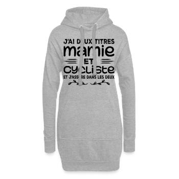 Zwei Titel Oma Radsportlerin | Oma | Fahrrad - Hoodie-Kleid - Grau meliert - Vorne