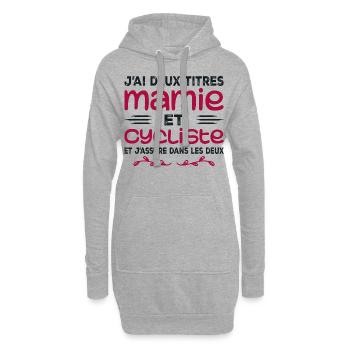 Zwei Titel Oma Radsportlerin | Oma | Fahrrad - Hoodie-Kleid - Grau meliert - Vorne
