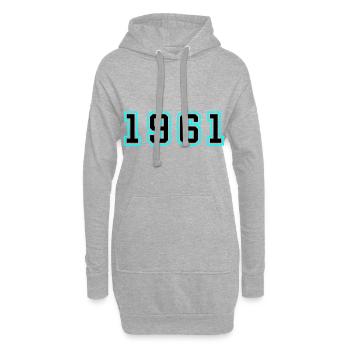 1961 Année Anniversaire - Sweat-shirt à capuche long Femme - gris chiné - Devant