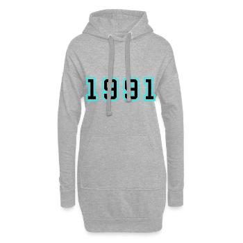 1991 Année Anniversaire - Sweat-shirt à capuche long Femme - gris chiné - Devant