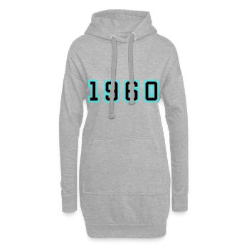 1960 Année Anniversaire - Sweat-shirt à capuche long Femme - gris chiné - Devant